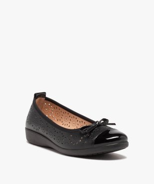 Ballerines femme confort en cuir uni fantaisie ajouré vue2 - GEMO (CONFORT) - GEMO