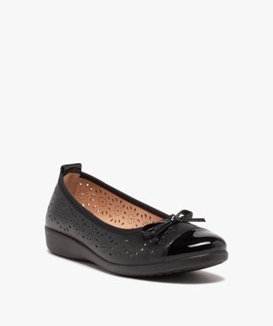 Ballerines femme confort en cuir uni fantaisie ajouré vue2 - GEMO (CONFORT) - GEMO