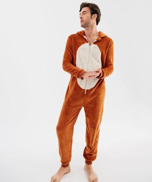 Combinaison pyjama à capuche en maille peluche motif ours homme vue2 - GEMO(HOMWR HOM) - GEMO