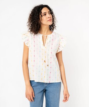 Blouse ample manches volantées à rayures multicolores femme vue6 - GEMO(FEMME PAP) - GEMO