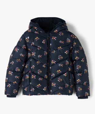 Parka fille matelassée à doublure polaire et motif fleurie déperlante vue1 - GEMO (ENFANT) - GEMO