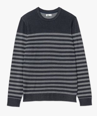 Pull rayé en fines mailles à col rond homme vue4 - GEMO 4G HOMME - GEMO