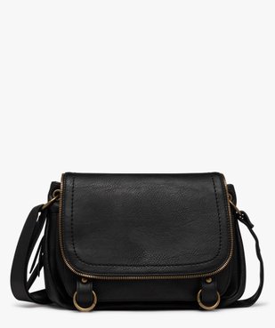 Sac femme forme besace avec détails zippés vue1 - GEMO (ACCESS) - GEMO