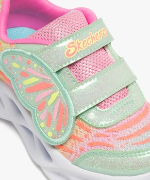 Baskets fille pailletées à semelle lumineuse et à scratch papillon - Skechers vue6 - SKECHERS - GEMO