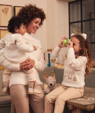 Pull de Noël à motifs scintillants fille vue1 - GEMO (ENFANT) - GEMO