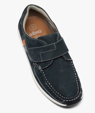 Chaussures bateau homme confort dessus en cuir uni et à scratch vue5 - GEMO 4G HOMME - GEMO