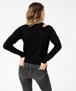 Pull à col rond avec découpe sur une épaule femme vue3 - GEMO(FEMME PAP) - GEMO