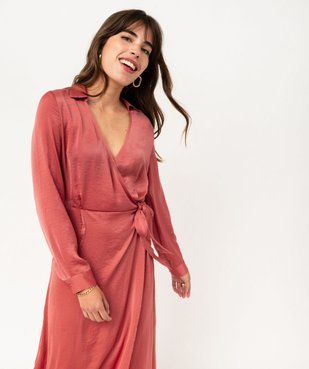 Robe portefeuille en matière satinée femme vue3 - GEMO 4G FEMME - GEMO