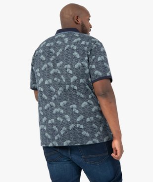 Polo homme grande taille à manches courtes et motif feuille vue3 - GEMO (G TAILLE) - GEMO