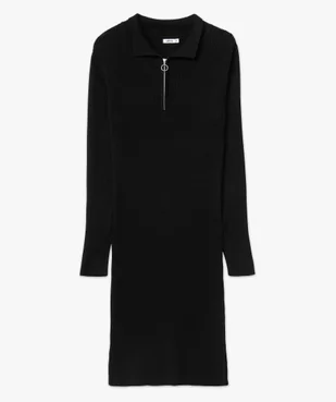 Robe pull en maille côtelée avec col polo zippé femme vue4 - GEMO(FEMME PAP) - GEMO