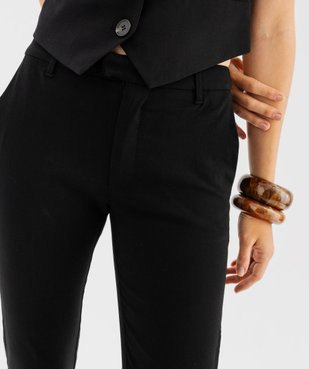 Pantalon droit extensible avec ceinture femme vue2 - GEMO(FEMME PAP) - GEMO