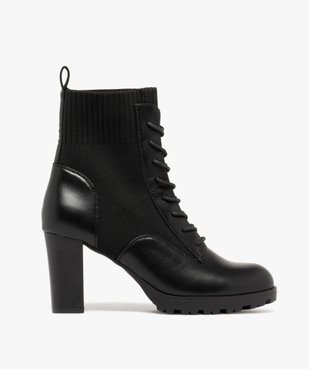 Boots femme à talon col strech avec plateforme crantée vue1 - GEMO(URBAIN) - GEMO