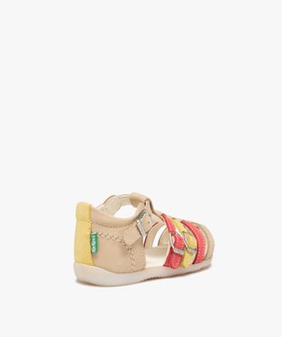 Chaussures premiers pas bébé fille sandales en cuir uni trois boucles - Kickers vue4 - KICKERS - GEMO