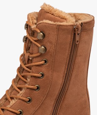 Boots fourrées femme dessus uni en suédine et à talon large  vue6 - GEMO (CASUAL) - GEMO