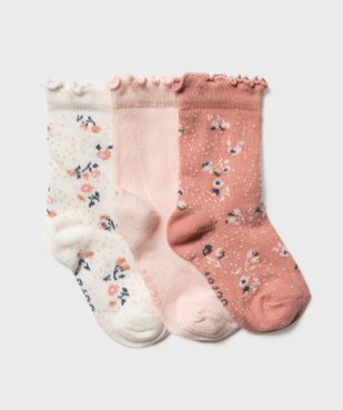 Chaussettes à motifs fleuris bébé fille (lot de 3) vue1 - GEMO 4G BEBE - GEMO