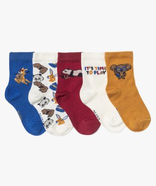 Chaussettes hautes à motifs animaux bébé garçon (lot de 5) vue1 - GEMO 4G BEBE - GEMO