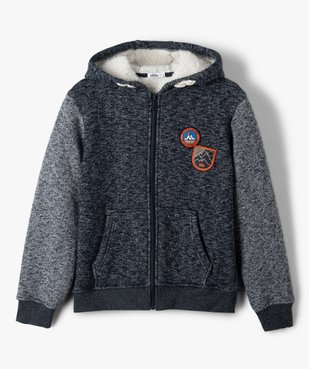 Sweat garçon zippé avec capuche doublé sherpa vue1 - GEMO (ENFANT) - GEMO