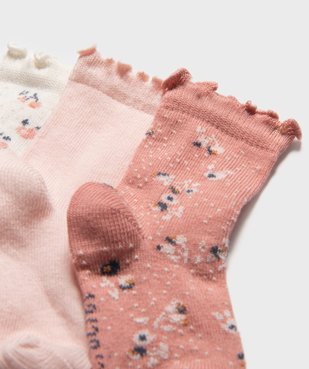 Chaussettes à motifs fleuris bébé fille (lot de 3) vue2 - GEMO 4G BEBE - GEMO