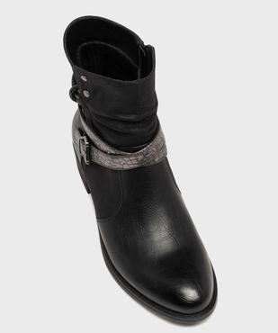 Boots femme à petit talon avec col effet plissé et brides fantaisie vue12 - EMILIA ROSA G4G - GEMO