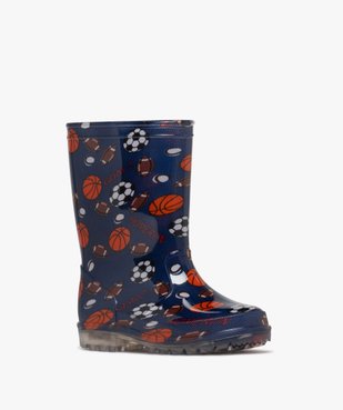 Bottes de pluie garçon motifs sport à semelle crantée transparente vue8 - BUGGY - GEMO