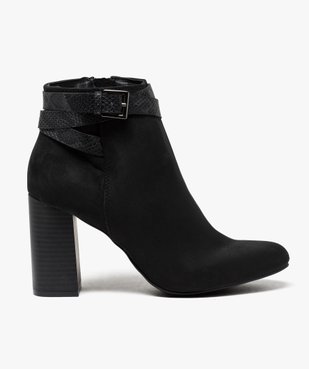 Boots femme zippées à talon carré et semelle crantée col plissé vue1 - VALENTINA BALDANO - GEMO