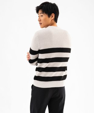 Pull rayé en grosse maille homme vue3 - GEMO (HOMME) - GEMO