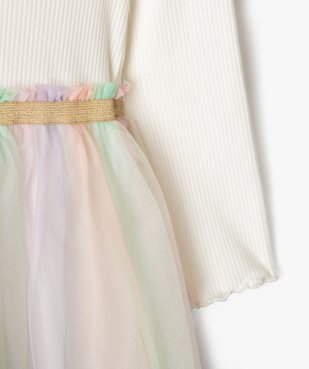 Robe manches longues en maille et jupe tutu fille vue3 - GEMO (ENFANT) - GEMO