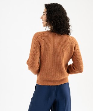 Pull  en maille fantaisie avec col rond à boutons femme vue3 - GEMO(FEMME PAP) - GEMO