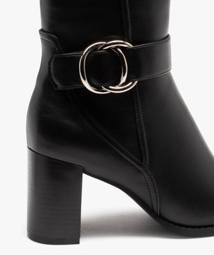 Boots femme unies à talon carré fermeture à zip  vue6 - GEMO(URBAIN) - GEMO