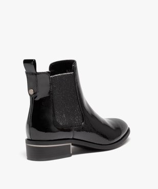 Boots femme style Chelsea dessus vernis avec élastiques paillettés vue4 - GEMO (CASUAL) - GEMO