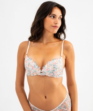 Soutien-gorge push-up à motifs fleuris vue2 - GEMO(HOMWR FEM) - GEMO