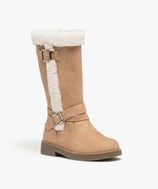 Bottes fille unies à bordures en sherpa vue2 - GEMO (ENFANT) - GEMO