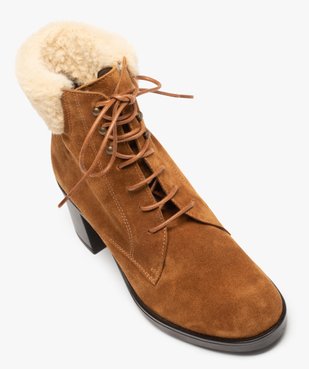 Bottines femme dessus cuir retourné col fourré – Tanéo vue5 - TANEO - GEMO