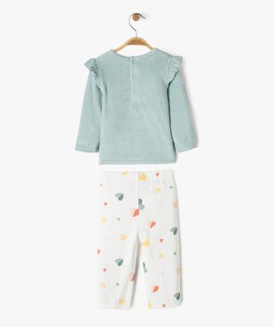 Pyjama en velours 2 pièces avec message brodé bébé fille vue3 - GEMO 4G BEBE - GEMO