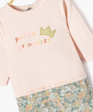 Pyjama en velours effet 2 en 1 motifs fleuris bébé fille vue2 - GEMO 4G BEBE - GEMO