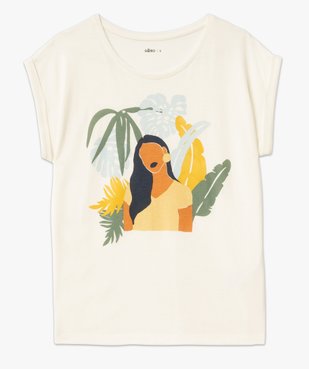 Tee-shirt à manches courtes avec motif fleuri femme vue4 - GEMO 4G FEMME - GEMO