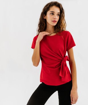 Tee-shirt manches courtes à nœud devant femme vue1 - GEMO(FEMME PAP) - GEMO