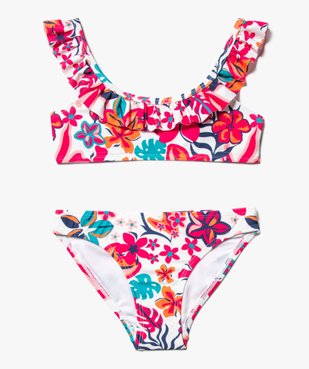 Maillot de bain 2 pièces fleuri avec brassière volantée fille vue1 - GEMO 4G FILLE - GEMO