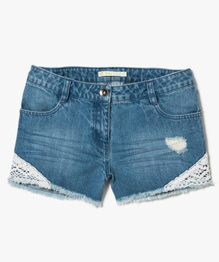 Short en jean à empiècements macramé vue1 - GEMO (JUNIOR) - GEMO