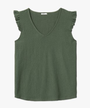 Tee-shirt col V avec volants aux emmanchures femme grande taille vue4 - GEMO (G TAILLE) - GEMO