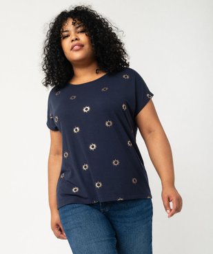 Tee-shirt femme grande taille à manches courtes avec motifs vue1 - GEMO (G TAILLE) - GEMO