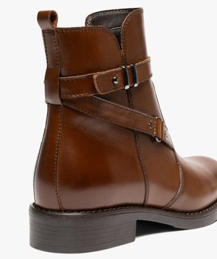 Boots femme dessus en cuir avec zip et brides fantaisie - Taneo vue6 - TANEO - GEMO