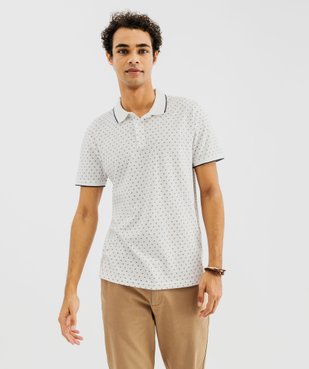 Polo manches courtes en maille piquée à micro-motifs homme vue1 - GEMO (HOMME) - GEMO