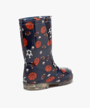 Bottes de pluie garçon motifs sport à semelle crantée transparente vue4 - BUGGY - GEMO