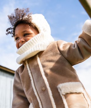 Manteau à capuche en velours doublure peluche bébé fille vue7 - GEMO(BEBE DEBT) - GEMO