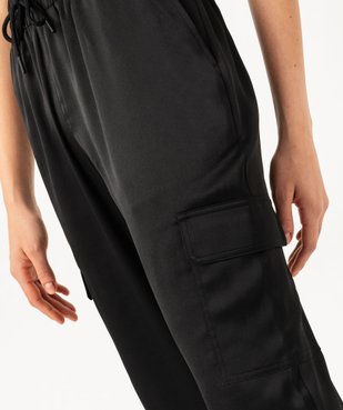 Pantalon cargo en satin à taille élastiquée femme vue2 - GEMO(FEMME PAP) - GEMO