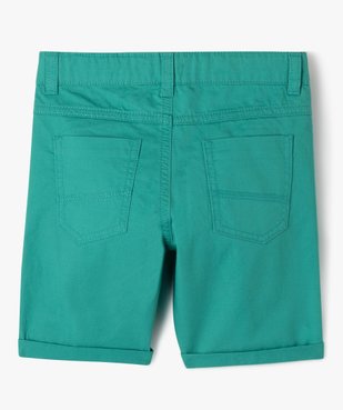 Bermuda garçon en coton twill uni à revers vue3 - GEMO 4G GARCON - GEMO