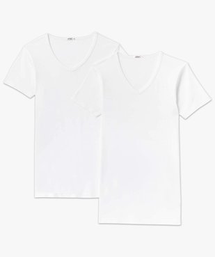 Tee-shirt homme à manches courtes et col V en coton biologique (lot de 2) vue4 - GEMO 4G HOMME - GEMO