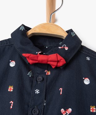 Chemise bébé garçon à motifs de Noël avec noeud papillon amovible vue2 - GEMO(BEBE DEBT) - GEMO