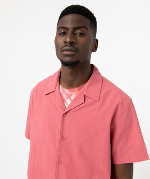 Chemise à manches courtes avec col cubain en coton froissé homme vue6 - GEMO (HOMME) - GEMO